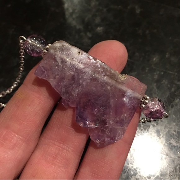 💥SALE! Handmade amethyst slice bar necklace - Picture 6 of 8